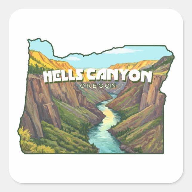 Sticker Carré Carte du canyon Hells Oregon (Devant)