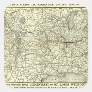 Sticker Carré Carte du chemin de fer Ohio et Mississippi