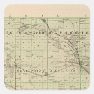 Sticker Carré Carte du comté de Butler, État de l'Iowa