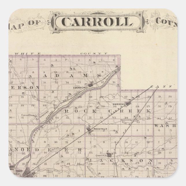 Sticker Carré Carte du comté de Carroll (Devant)