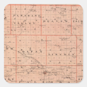 Sticker Carré Carte du comté de Grundy, État de l'Iowa