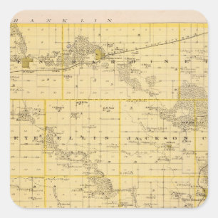 Sticker Carré Carte du comté de Hardin, État de l'Iowa