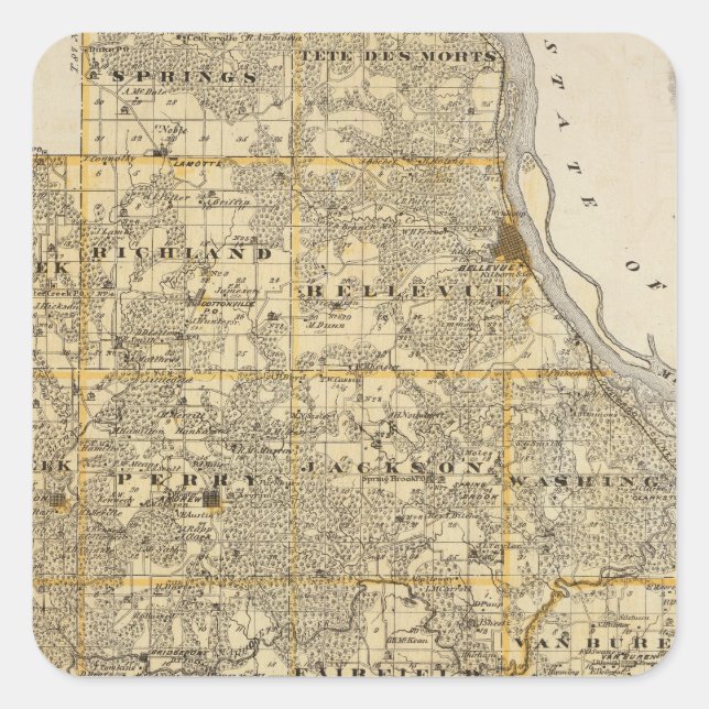 Sticker Carré Carte du comté de Jackson 2 (Devant)