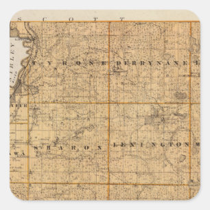 Sticker Carré Carte du comté de Le Sueur, Minnesota