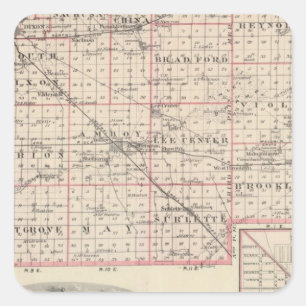 Sticker Carré Carte du comté de Lee et d'Amboy