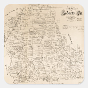 Sticker Carré Carte du comté de Liberty, le Texas (1879)