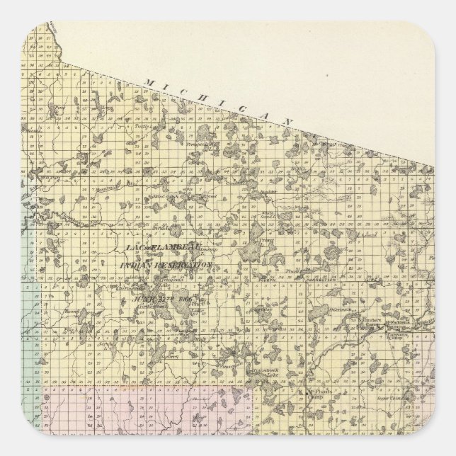 Sticker Carré Carte du comté de Lincoln (Devant)