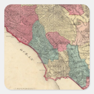 Sticker Carré Carte du comté de Sonoma en Californie