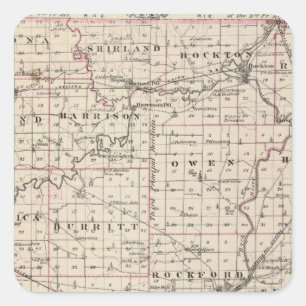 Sticker Carré Carte du comté de Winnebago et de Belvidere