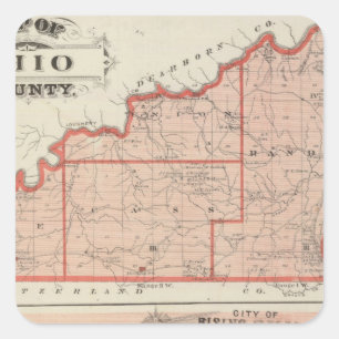 Sticker Carré Carte du comté d'Ohio avec la ville de Soleil