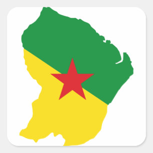 Sticker Carré Carte du drapeau de Guyane GF