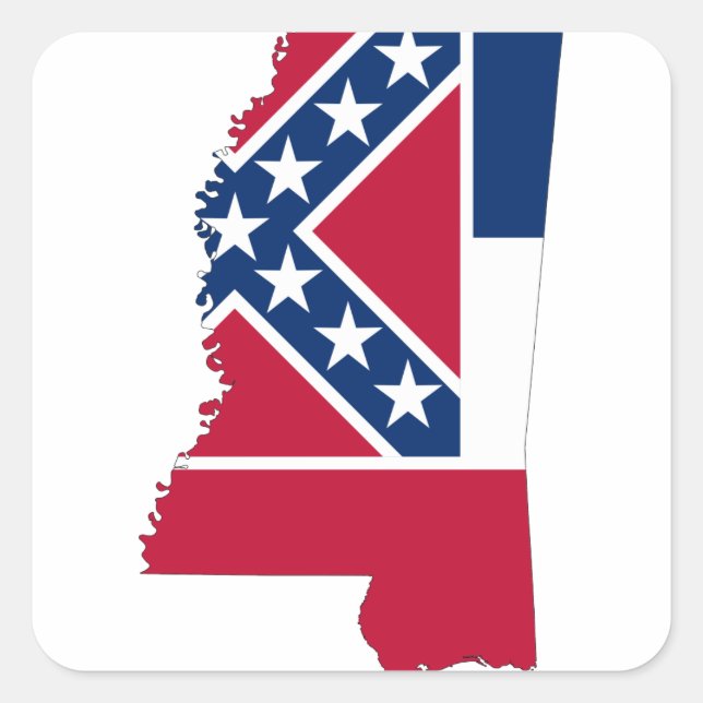 Sticker Carré Carte Du Drapeau Du Mississippi (Devant)