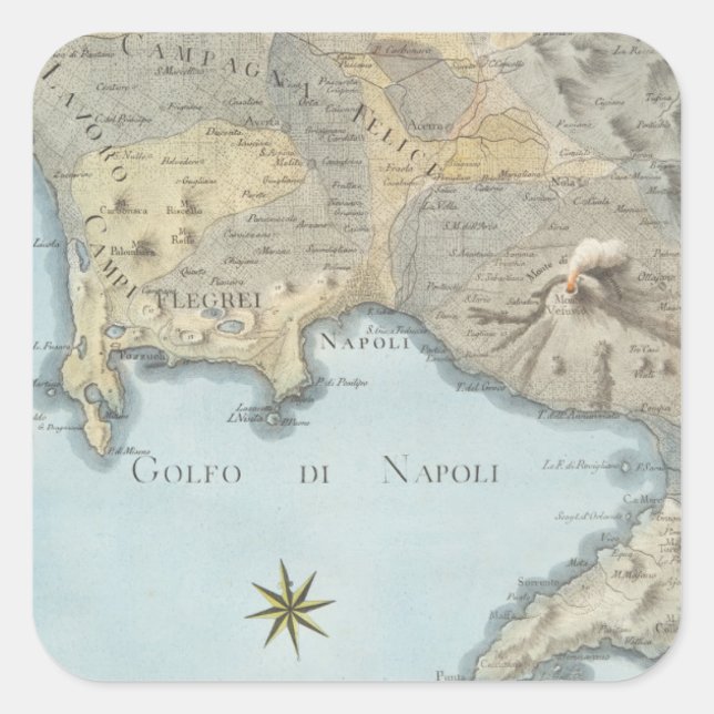 Sticker Carré Carte du Golfe de Naples et d'abords (Devant)