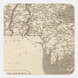 Sticker Carré Carte du Massachusetts par Arrowsmith