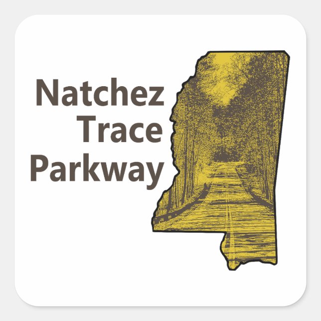 Sticker Carré Carte du Mississippi Natchez Trace Parkway (Devant)