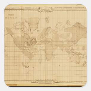 Sticker Carré Carte du monde