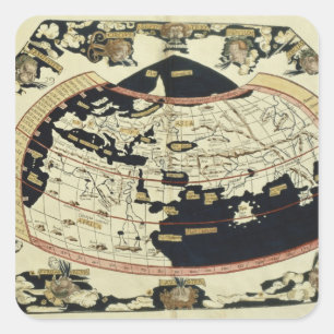 Sticker Carré Carte du monde