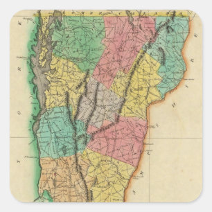 Sticker Carré Carte Du Vermont