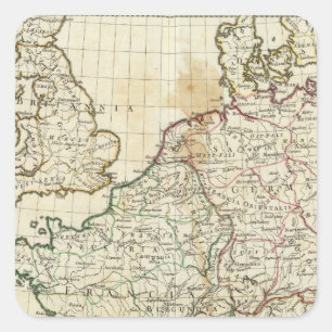 Sticker Carré Carte gravée de l'Europe