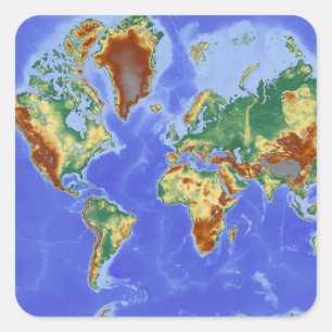 Sticker Carré Carte mondiale géographique internationale