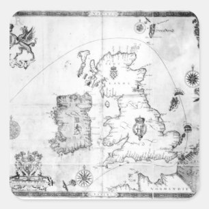 Sticker Carré Carte montrant l'itinéraire de la flotte Armada