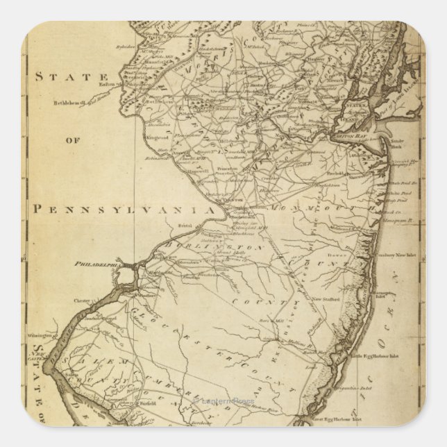 Sticker Carré Carte panoramique du New JerseyNew Jersey (Devant)