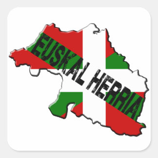 Sticker Carré Carte pays basque plus drapeau euskal herria