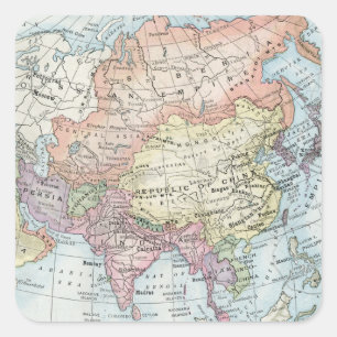 Sticker Carré Carte politique de l'Asie (1916)