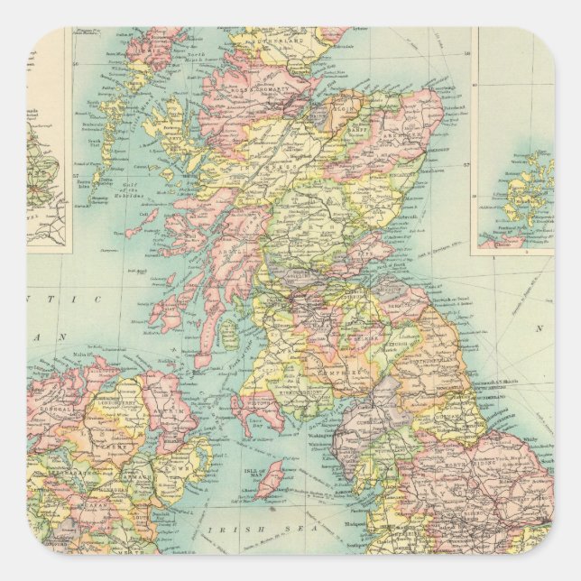 Sticker Carré Carte politique des îles britanniques (Devant)