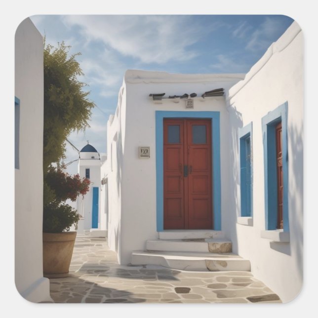 Sticker Carré Carte postale Mykonos Grèce Travel (Devant)