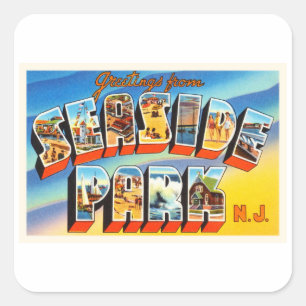 Sticker Carré Carte postale vintage du New Jersey NJ de parc de