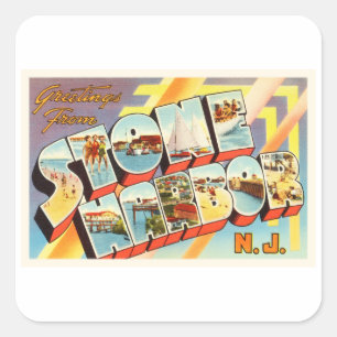 Sticker Carré Carte postale vintage en pierre du New Jersey NJ