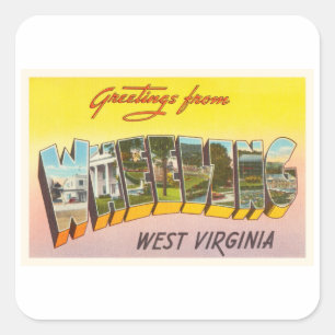 Sticker Carré Carte postale Vintage voyage WV en Virginie-Occide