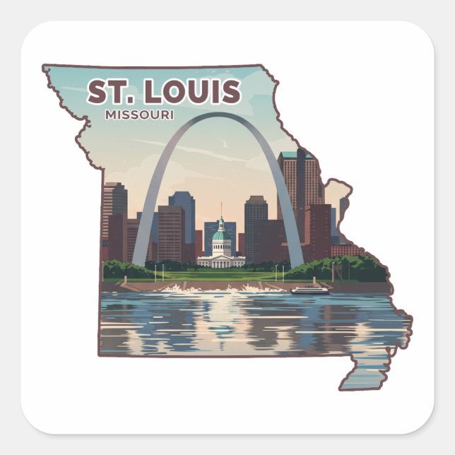Sticker Carré Carte Saint-Louis Missouri (Devant)
