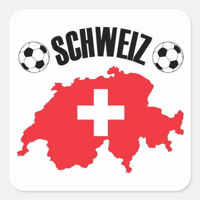 Sticker Carré Carte Schweiz Fussball Suisse (Devant)