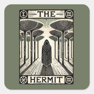 Sticker Carré Carte Tarot Hermit