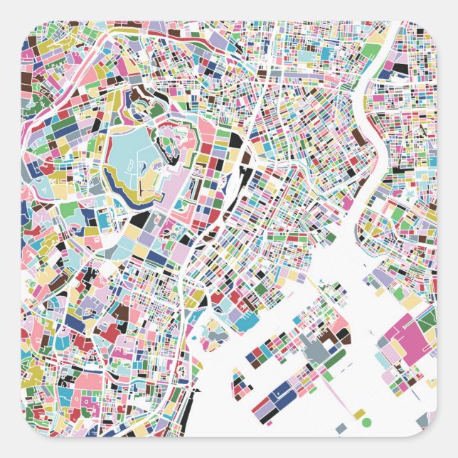 Sticker Carré Carte Tokyo Japon (Devant)