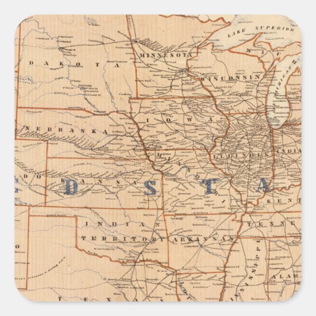 Sticker Carré Carte topographique des États-Unis (Devant)
