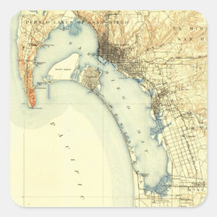 Sticker Carré Carte Vintage San Diego
