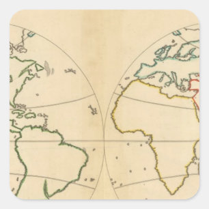 Sticker Carré Carte Worlp avec 5 zones