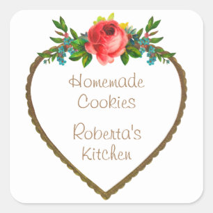 Sticker Carré Cartes d'affaires Floral Heart Frame
