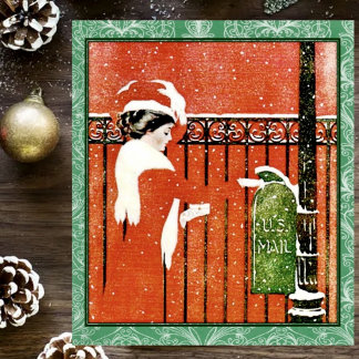 Sticker Carré Cartes vintage Lady
