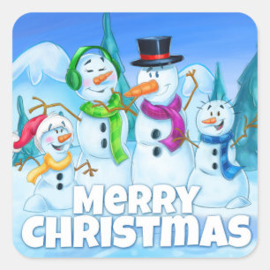 Sticker Carré Carton de Noël joyeux