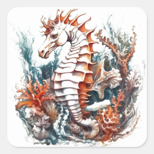 Sticker Carré Carton de Seahorse