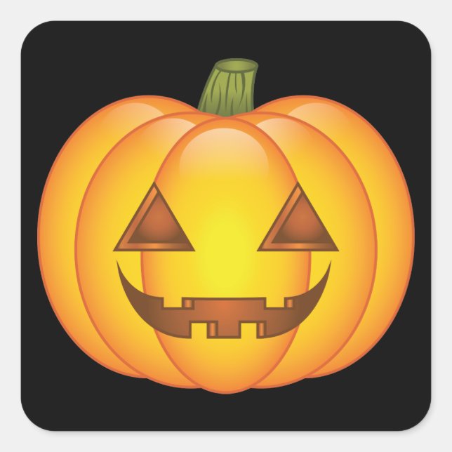 Sticker Carré Carton mignon Halloween Jack O’Lantern Citrouille (Devant)
