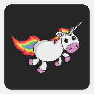 Sticker Carré Carton mignon Unicorn