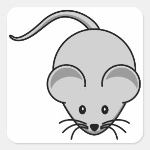 Sticker Carré Carton souris gris