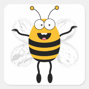 Sticker Carré Cartoon Bee