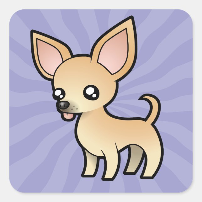 Sticker Carré Cartoon Chihuahua (manteau lisse) (Devant)