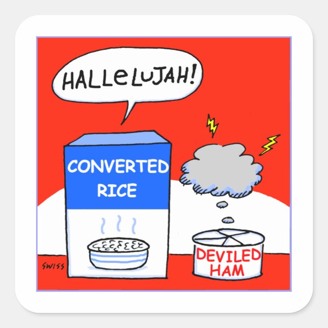 Sticker Carré Cartoon Christian Humour Foodie (Devant)